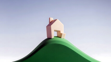 small house on green hill