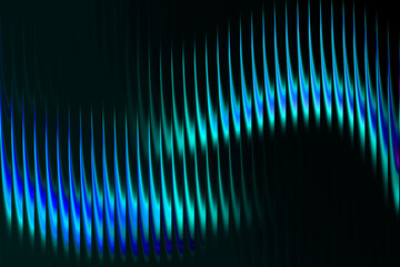Abstract futuristic background with glowing vertical blue and cyan neon lines on black, dynamic light wave pattern and energetic digital technology texture