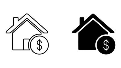 House with dollar sign icon representing real estate investment or property cost