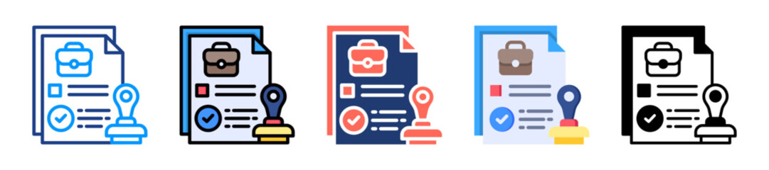 Work Permit Icon Sheet Multiple Style Collection 