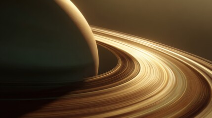 Stunning close-up of a planetary body with luminous rings swirling around its circumference in a cosmic backdrop