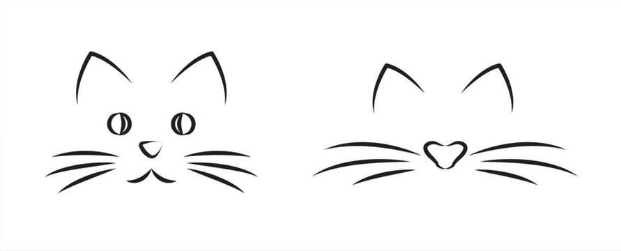 Cat face line icon, can be used for web and app icon, isolated on transparent background, vector illustration.

