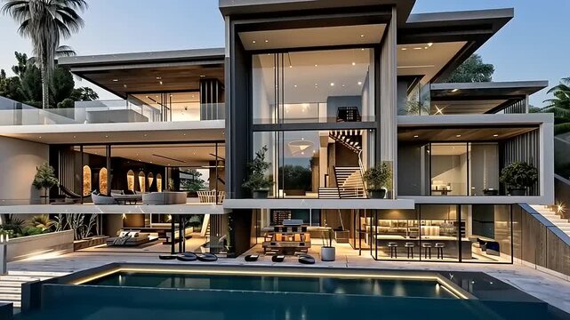 Modern Luxury Villa with Swimming Pool: Architectural Marvel in High Resolution