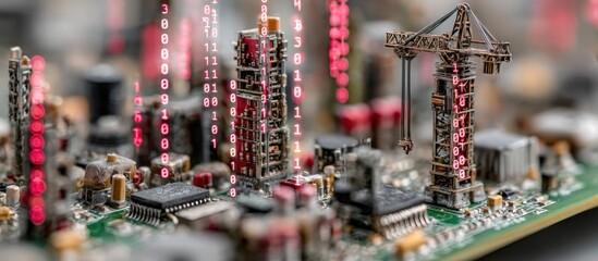 Miniature construction on circuit board with digital data flow