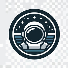 Astronaut in Space Suit Emblem with Stars and Outer Space. © Ridwan