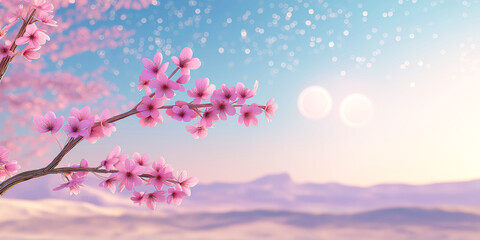 Obraz premium Sakura Branch Under Twin Suns 