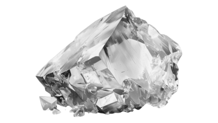 Ice shard reflecting light, transparent crystal texture, frozen water shape, cold element, clear ice isolated on transparent background