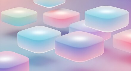 Pastel glossy round platforms forming abstract minimal product display scene