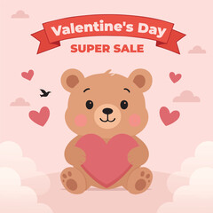 Obraz premium Happy valentine's day discount sale instagram or social media post template