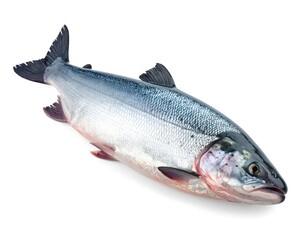 Obraz premium Close-up of a whole silvery fish isolated on a stark white background