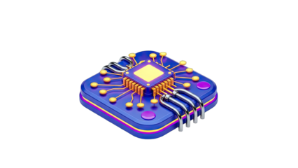 3D Render of a Computer Chip on White Background