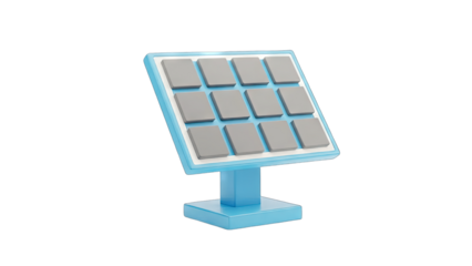 3D Rendered Solar Panel Generating Clean Energy on White
