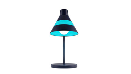Modern Table Lamp with Turquoise Stripes on White Background