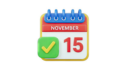Calendar with Check Mark on November 15th