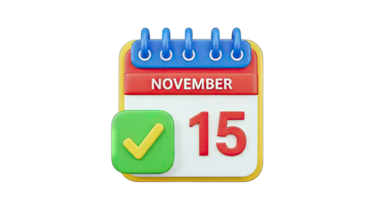 Calendar with Check Mark on November 15th