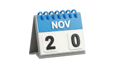 November 20 Calendar: Date Reminder on White Background