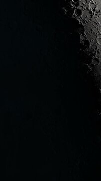 Camera flies around a craters in the Moon finishing in full moon image. Vertical video. Elements of this image furnished by NASA's Scientific Visualization Studio.