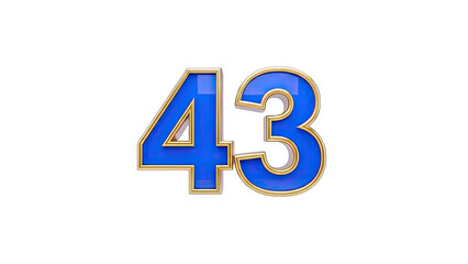 Number 43 in Blue and Gold on White Background