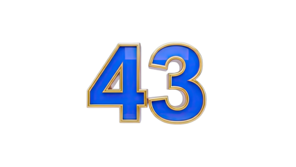 Number 43 in Blue and Gold on White Background