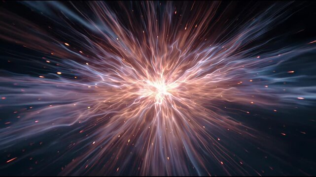Vibrant light implodes in a mesmerizing abstract visual effect with inward moving rays.