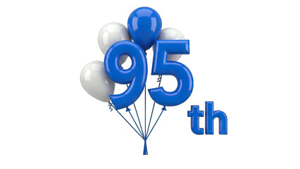 95th Anniversary Celebration with Balloons on White Background