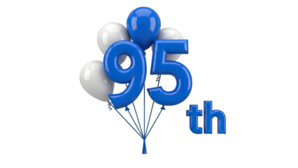95th Anniversary Celebration with Balloons on White Background