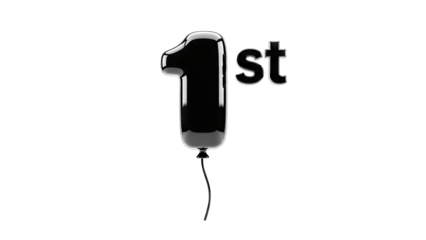 Black Balloon Number 1 and 'st' - First Place Concept