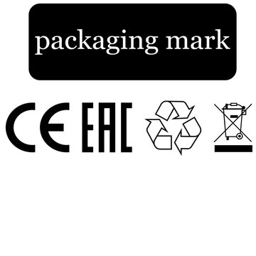 CE MARKING EAC MARKING Recycling CROOSSED-OUT WHEELED BIN WEEE VECTOR ICON