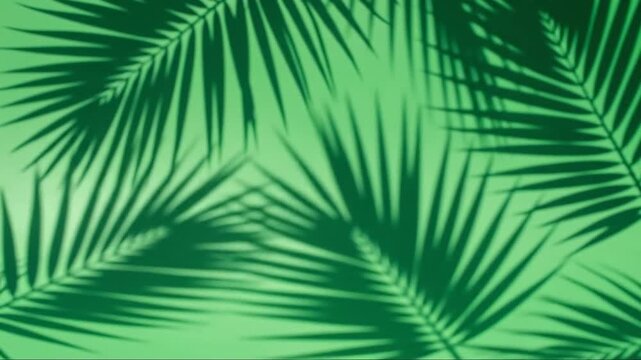 Animated tropical palm leaves pattern with vibrant green foliage and shadow effects