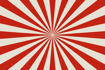 Fototapeta premium Red and white radial striped background with a sunburst pattern design