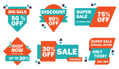 Colorful sales label collection Big sale special discount offer badge and label template set