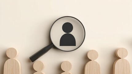 Recruitment and Human Resources: Magnifying the perfect candidate, symbolizing the essence of talent acquisition and organizational success, with a focus on human resources.