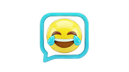 Laughing Emoji in Speech Bubble on White