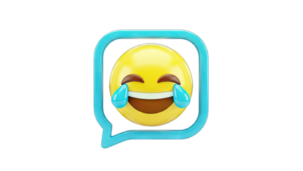 Laughing Emoji in Speech Bubble on White