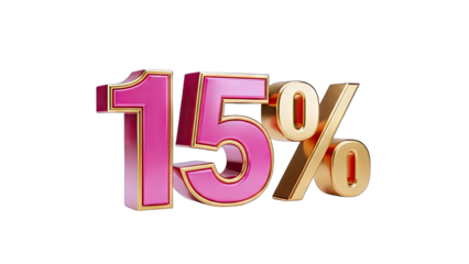 15 Percent Discount Sale Offer Isolated on White