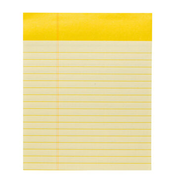 Blank yellow notepad with lines for notes or writing tasks