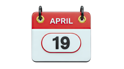 Calendar showing April 19th on white background