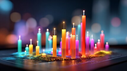 Market analysis background glowing bars clean design