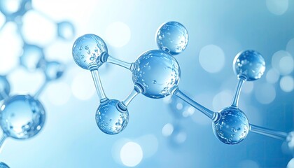 A Blue Glass Molecule Structure on a Light Abstract Background