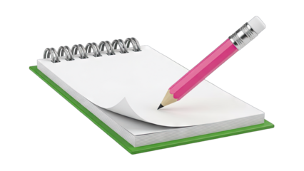 Pink Pencil Writing on Notepad - Concept
