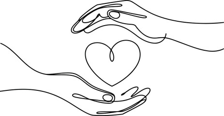 Two hands gently cradle a heart symbol demonstrating care, protection, and compassion