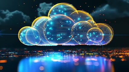 Abstract cloud computing technology background with digital data processing and networking future - Powered by Adobe