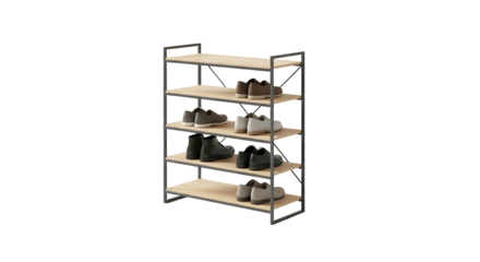 Shoe Rack with Multiple Pairs of Shoes.