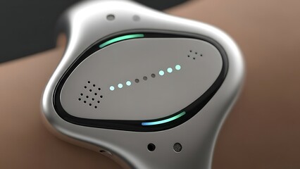 Close-up of sleek smartwatch with glowing interface on wrist