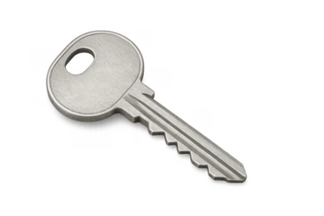 Single house key representing security, access, property, solution, and home ownership on transparent background