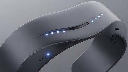 Close-up of sleek smartwatch with glowing blue lights on wrist