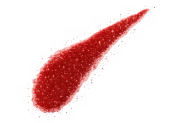 Red shimmer smear with glitter texture, perfect for beauty, makeup, or festive designs on a transparent background