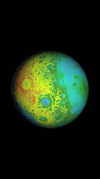 topography, elevation, graph,  animation, astrology, astronomy, background,  cosmos, cycle,  lapse, lunar, moon, motion,  night, phase, planet, vertical video,sequence, shots, surface, crater