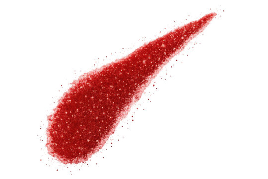 Red shimmer smear with glitter texture, perfect for beauty, makeup, or festive designs on a transparent background
