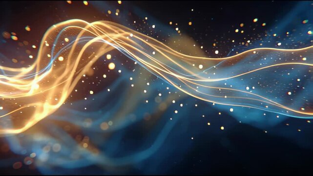 Vibrant abstract portal opens dimension concept with flowing energy lines and sparks in space.